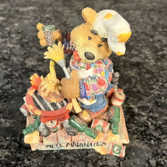 Enesco Moose Creek Crossing “Well Marinated” 1997 Bear Grilling Figurine #293156 - Picture 2 of 6